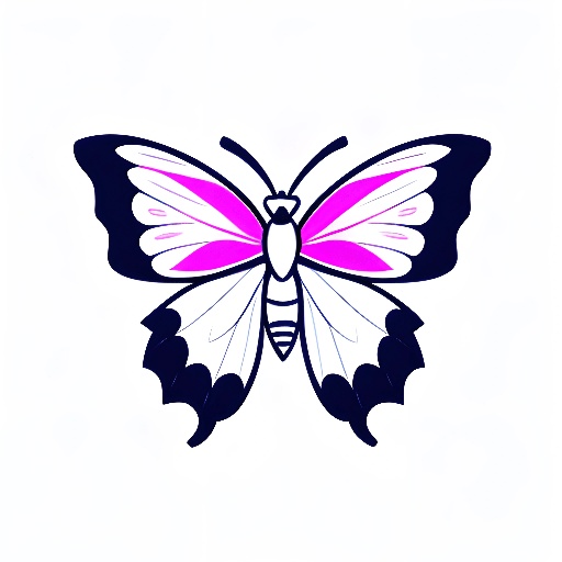 a butterfly with pink wings on a white background