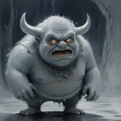a very large troll with horns and a big face