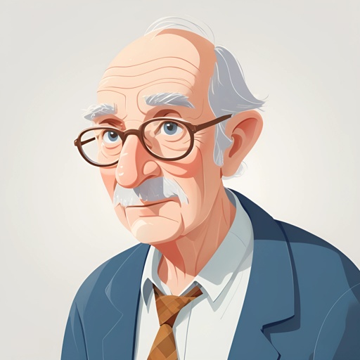 a digital illustration of a man with glasses and a tie