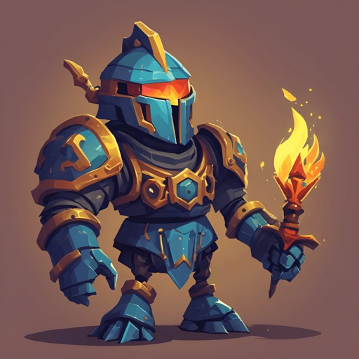 cartoon illustration of a knight with a torch in his hand