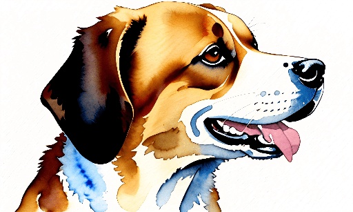 painting of a dog with a tongue sticking out