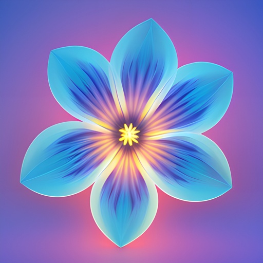 a blue flower with yellow center on a purple background
