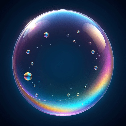 a close up of a soap bubble with a rainbow in the background