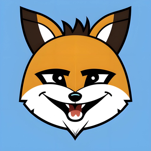 cartoon fox with a big smile on a blue background