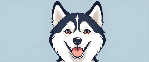 husky dog with a blue background and a white collar