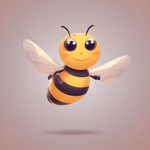 a close up of a cartoon bee flying in the air