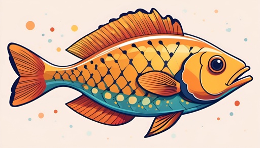 a fish that is orange and blue with dots on it