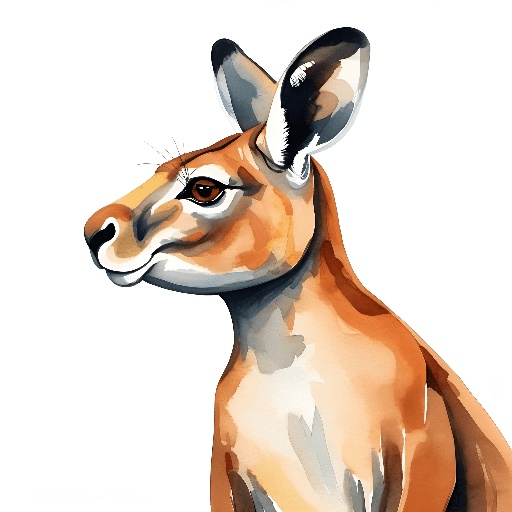 a kangaroo that is sitting down with a white background