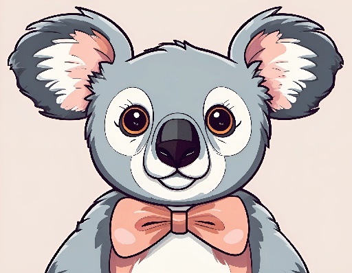 cartoon koala bear with a bow tie sitting on a pink background
