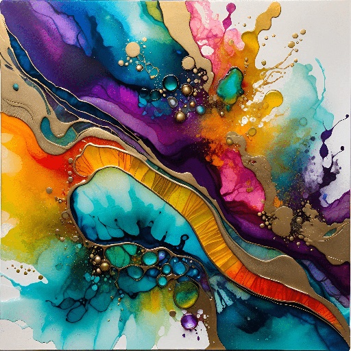 painting of a colorful abstract painting with a white background