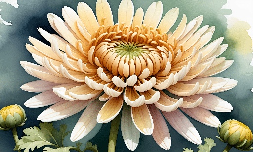 a painting of a flower with a yellow center