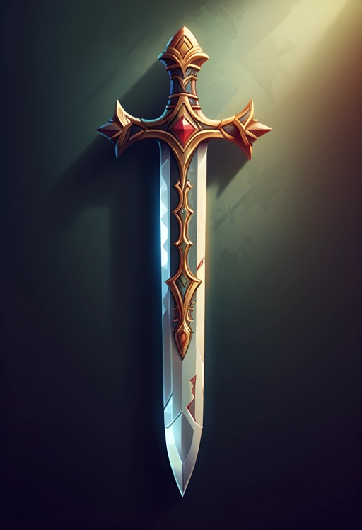 a very large sword with a cross on it