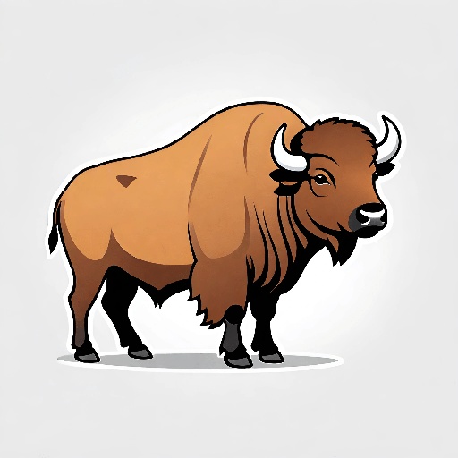 a brown bison standing on a white surface
