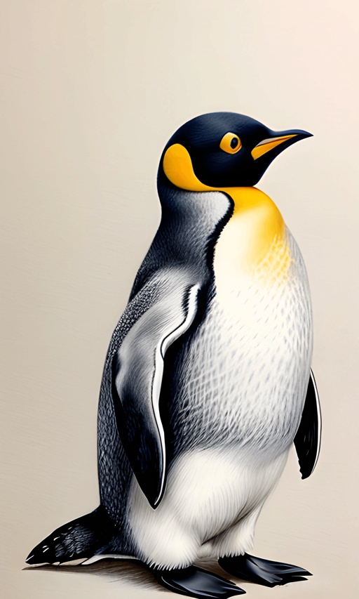 a penguin that is standing on a white surface