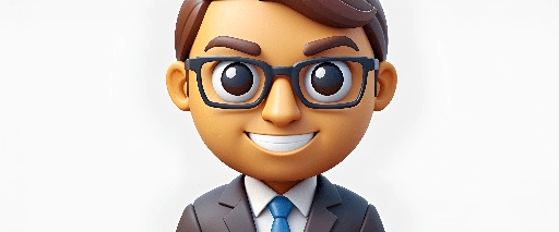 cartoon man in suit and tie with glasses on his face