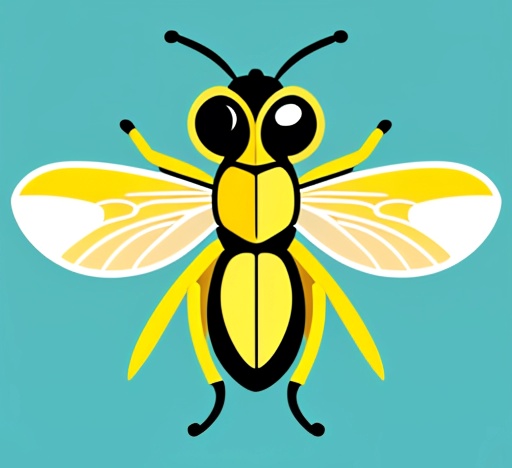 a yellow and black insect with a black and white face
