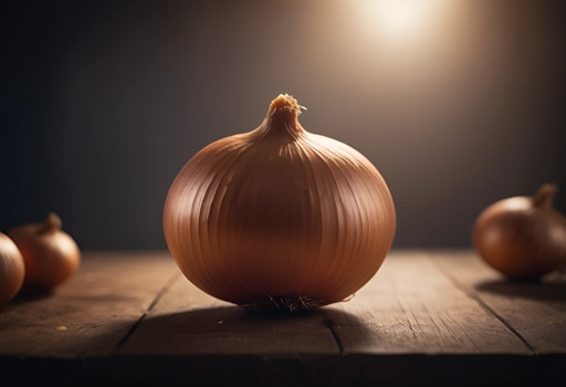 a onion sitting on a table with other onions