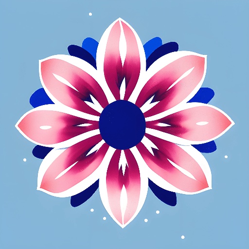 a pink and blue flower with a blue center