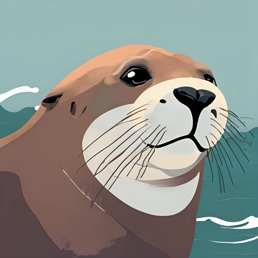 a cartoon of a sea otter floating in the water