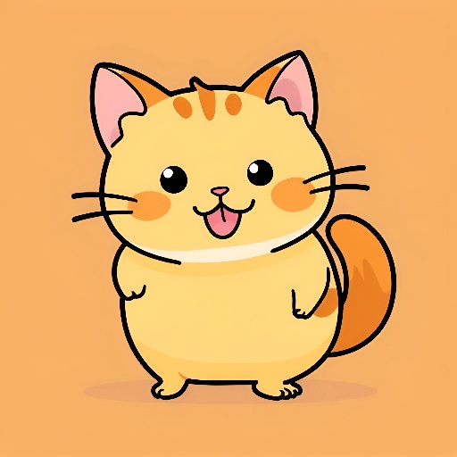 cartoon cat with tongue sticking out and a yellow background