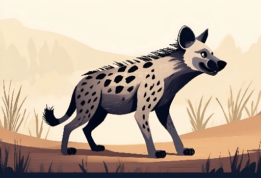 a hyena walking in the desert with a mountain in the background