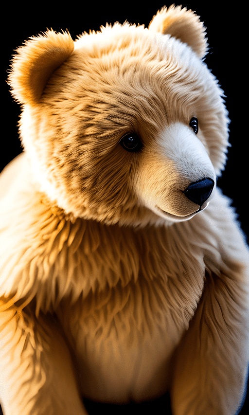 a teddy bear that is sitting on a black surface