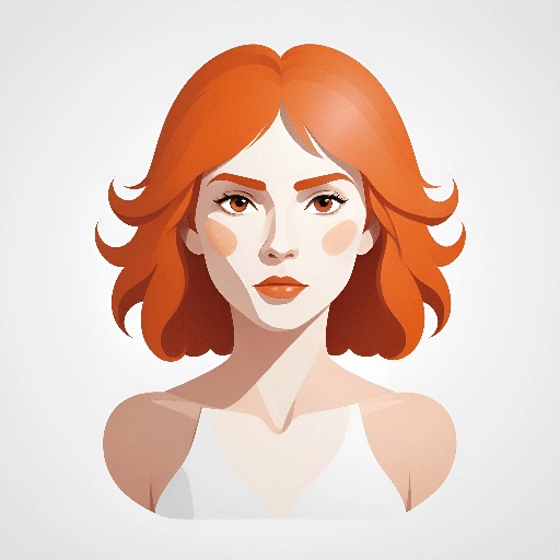 a woman with red hair and a white top