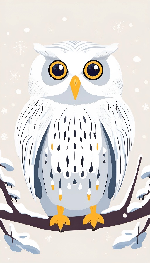 a white owl sitting on a branch in the snow