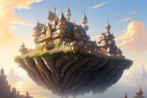 a castle on a floating island in the sky