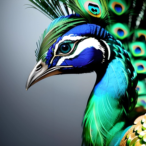 peacock with a blue and green feather on its head