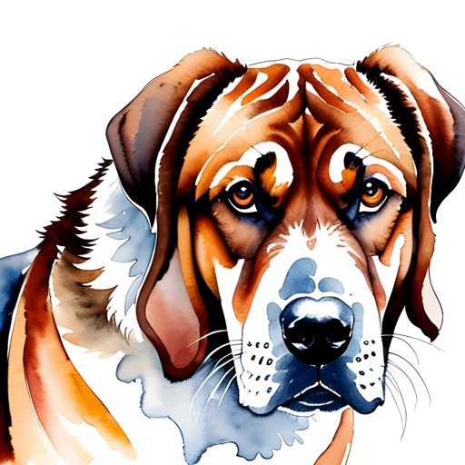 painting of a dog with a white collar and brown eyes