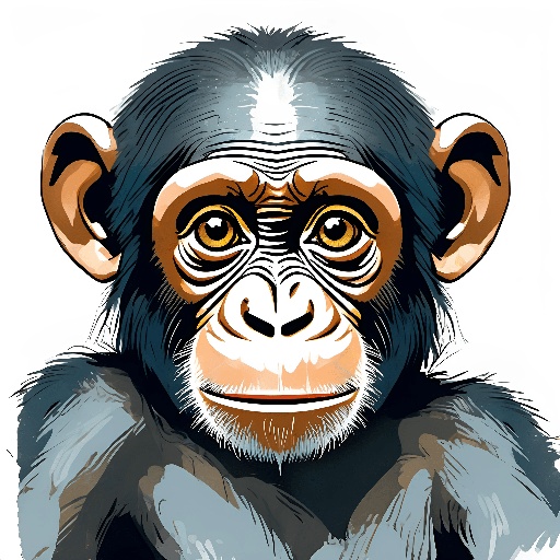 a drawing of a monkey with a very big face