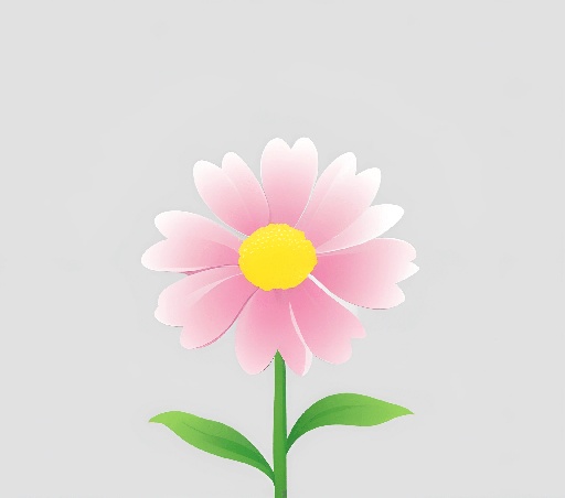 a pink flower with green leaves on a gray background