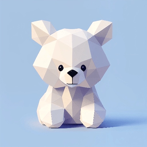 a white bear sitting on a blue surface