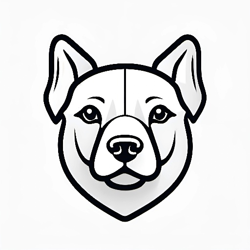 a dog head with a black outline on a white background