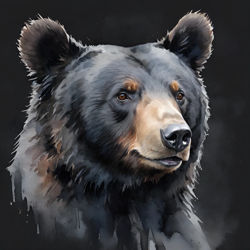 painting of a bear with a black background