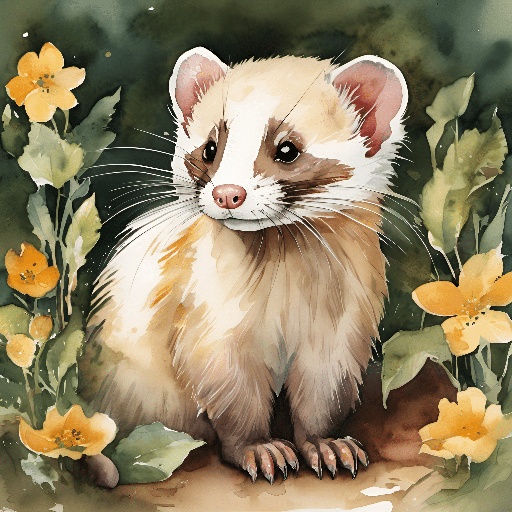 a ferret that is sitting in the grass