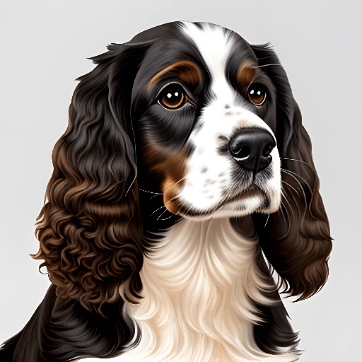 painting of a dog with a long, curly hair and a brown nose