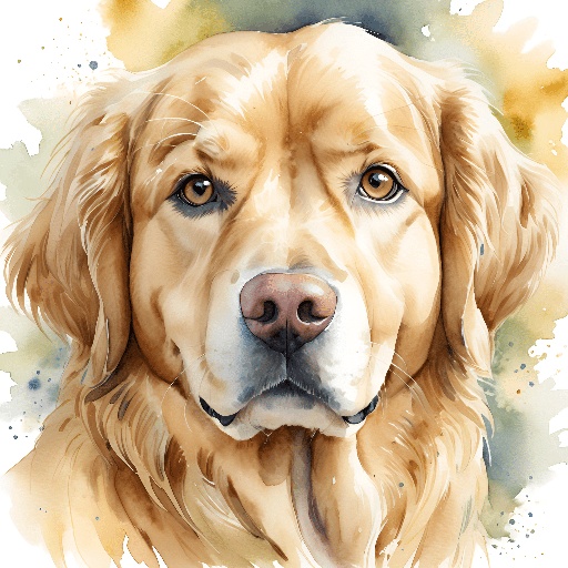 painting of a dog with a brown coat and a white collar