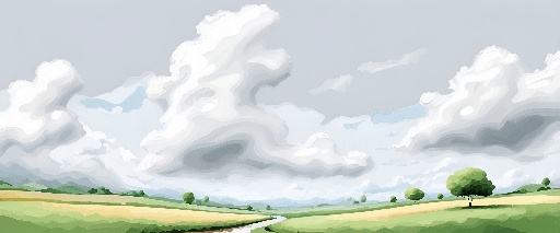 a painting of a road going through a field