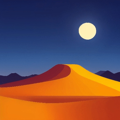 a close up of a desert with a full moon in the sky