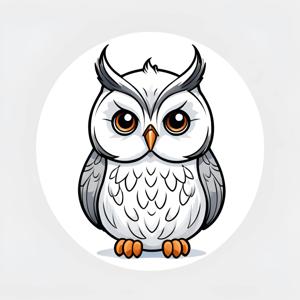 a cartoon owl sitting on a white surface