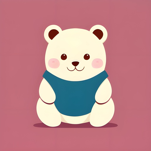 a white bear with a blue shirt on sitting
