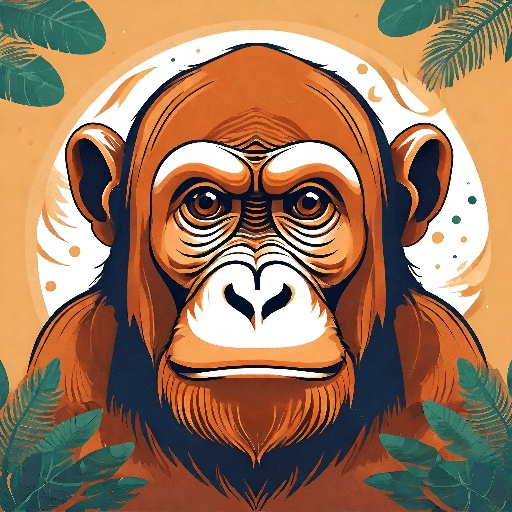 illustration of a monkey with a long beard and a mustache