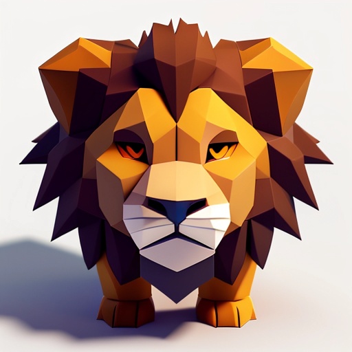 a low poly lion with a very big face