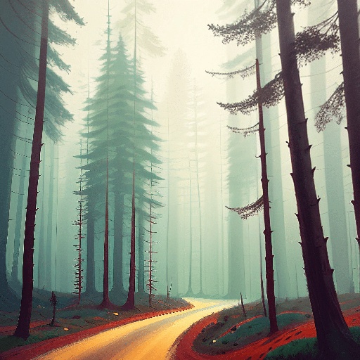 a road going through a forest with tall trees