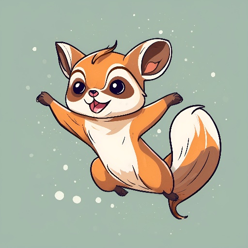 cartoon illustration of a cute little fox jumping in the air