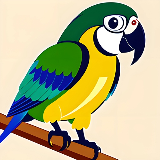 a cartoon of a parrot sitting on a branch