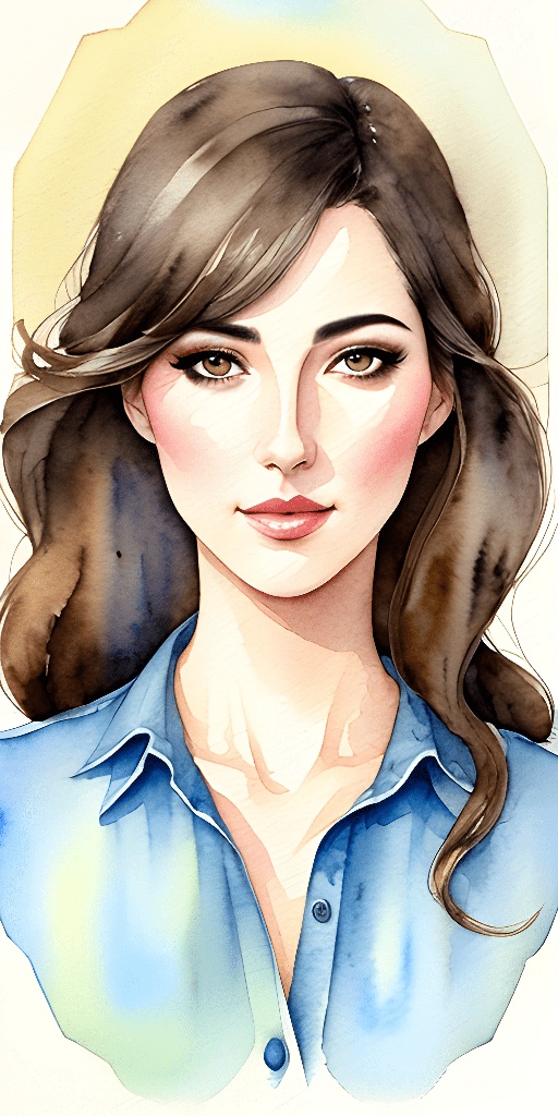 portrait of a woman with long hair and a blue shirt