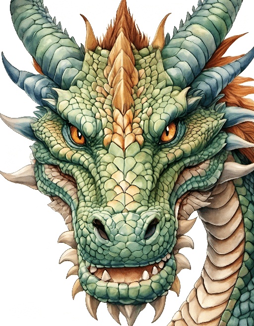 a dragon head with a dragon like face and a dragon like tail